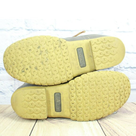 LL Bean Brown Leather Lace Up Round Toe Unlined Ankle Duck Boots Size 9 M - Picture 9 of 9